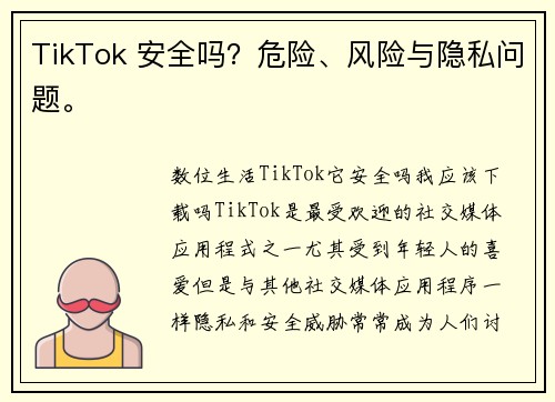 TikTok 安全吗？危险、风险与隐私问题。